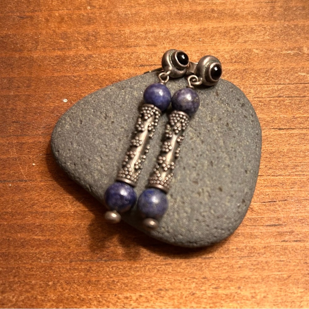 Elegant Silver and Blue Dangle Earrings